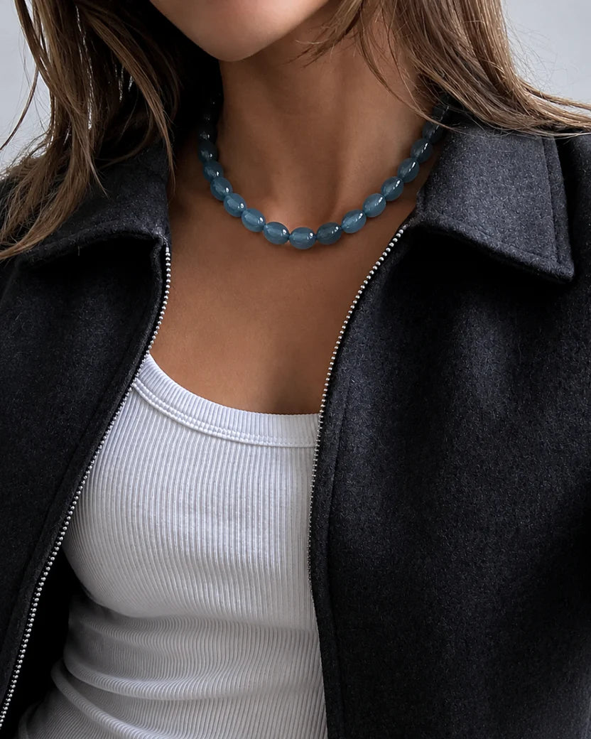 Collier Agate bleue